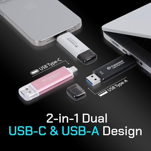 Transcend ESD310C 512GB USB 3.2 SSD Stick with connection USB-A & USB-C Black