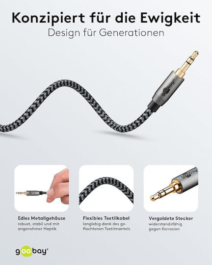 Goobay Cablu Audio 3,5 mm Male - 3,5 mm Male Gri 0,5 m Cu Terminale Placate Cu Aur 65272