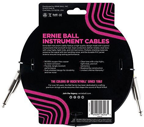 Ernie Ball Instrument Cable 6.3mm male - 6.3mm male 6m (6046)