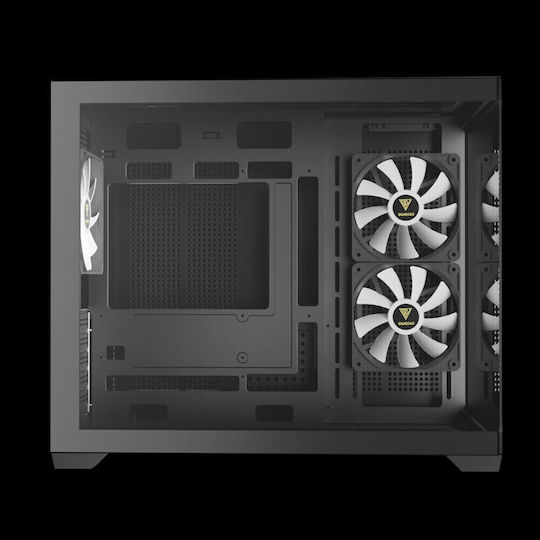 Gamdias AURA GC10M v2 Gaming Mikro-Turm Computergehäuse mit Seitenfenster und ARGB-Beleuchtung Schwarz