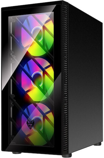 FSP/Fortron CMT192 Gaming Midi Tower Κουτί Υπολογιστή με Πλαϊνό Παράθυρο και RGB Φωτισμό Μαύρο