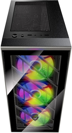 FSP/Fortron CMT192 Gaming Midi Tower Κουτί Υπολογιστή με Πλαϊνό Παράθυρο και RGB Φωτισμό Μαύρο