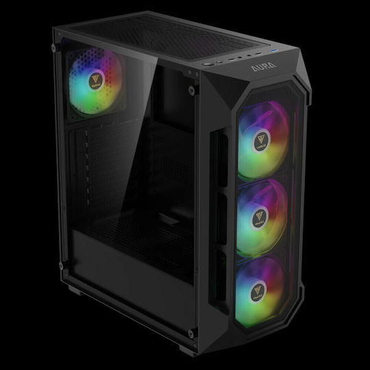 Gamdias AURA GC1 Gaming Midi Tower Computer Case with Side Window and RGB Lighting Black