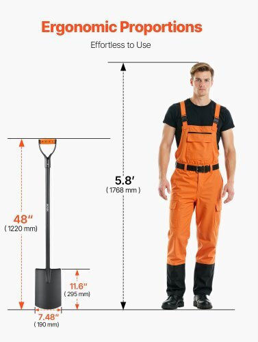 Vevor Lopată plată cu Mâner din Metal 48cm