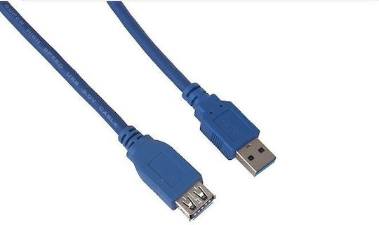 VCOM USB 3.0 Кабел USB-A мъжки - USB-A женски Син 1.5м CU302-1.5