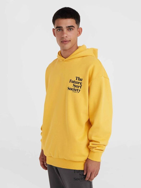 Surf Men's Sweatshirt with Hood and Pockets Yellow
