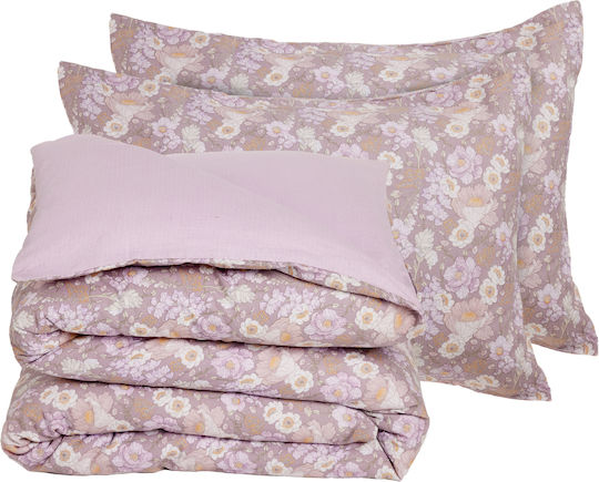 Das Home Happy Flannel 9682 Σετ Υπέρδιπλο 4τμχ 230x260εκ. Grey, Lilac