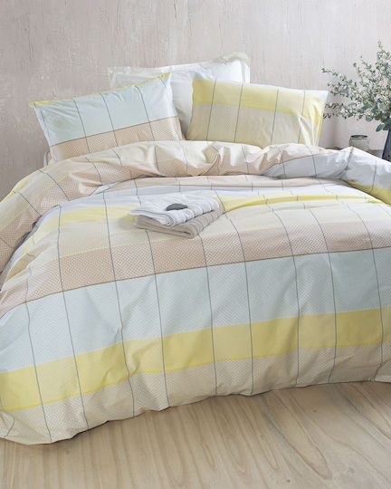 Rythmos Sheet Sets Single 160x260cm. Colette Yellow, Light Blue 3pcs