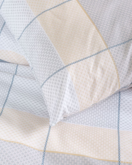 Rythmos Sheet Sets Queen with Elastic 160x260+25cm. Colette Grey Blue 4pcs