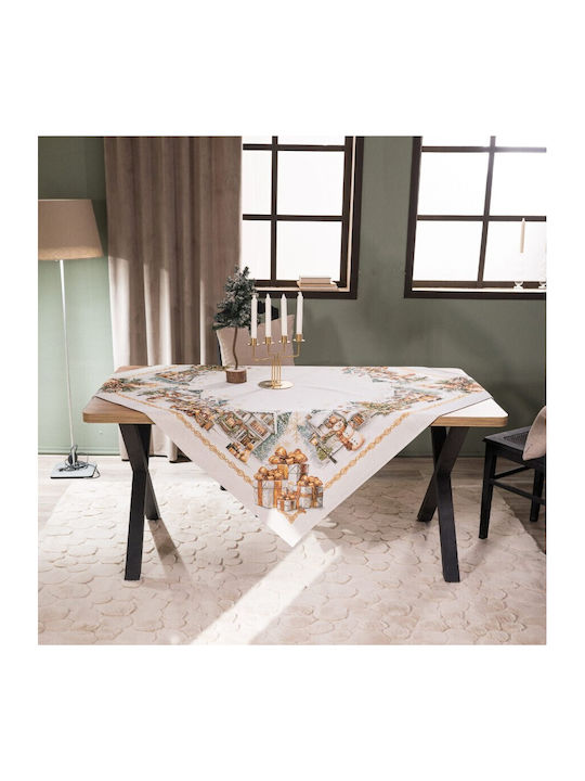 Teoran Weihnachtlich Tischtuch Stoff Blau L140xB140cm.