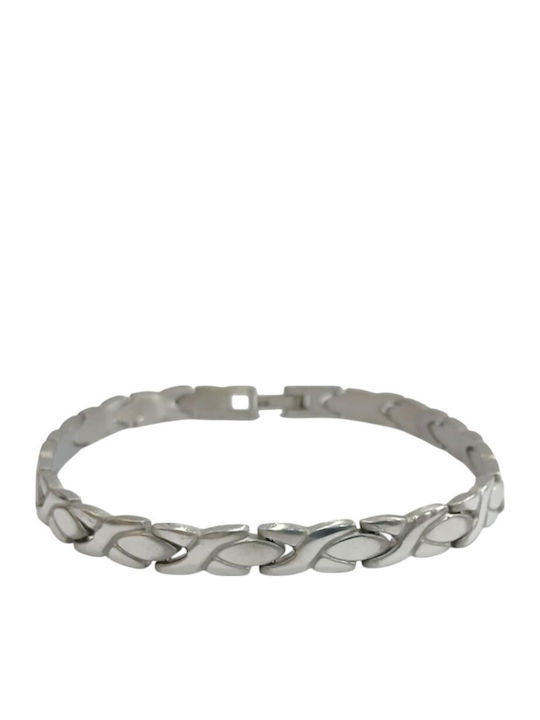 Kalliopi Silver Βραχιόλι Χειροπέδα από Ανοξείδωτο Ατσάλι 22cm