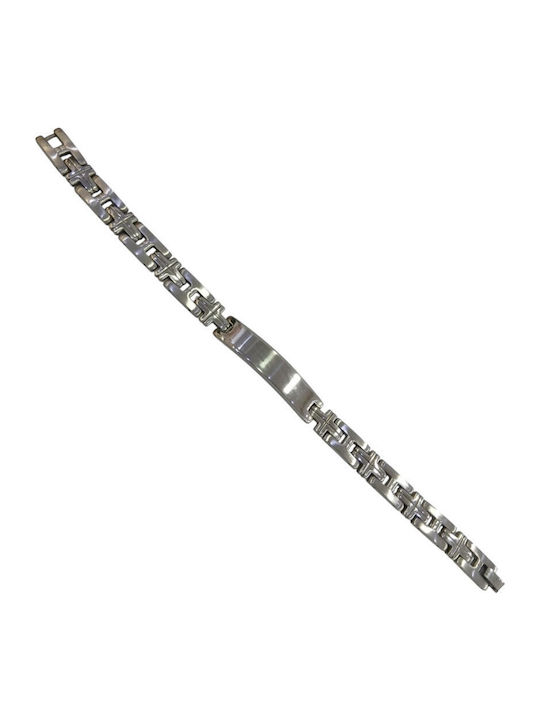 Kalliopi Silver Ανδρικό Βραχιόλι Ταυτότητα από Ατσάλι 23cm