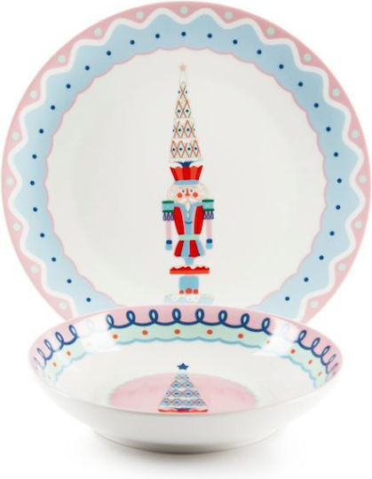 Excelsa Christmas Dinnerware Set 12 Pieces Xmas Sweet Pastels