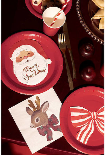 Weihnachtliche Servietten "Merry Christmas" Santa Kopf 12 Stück