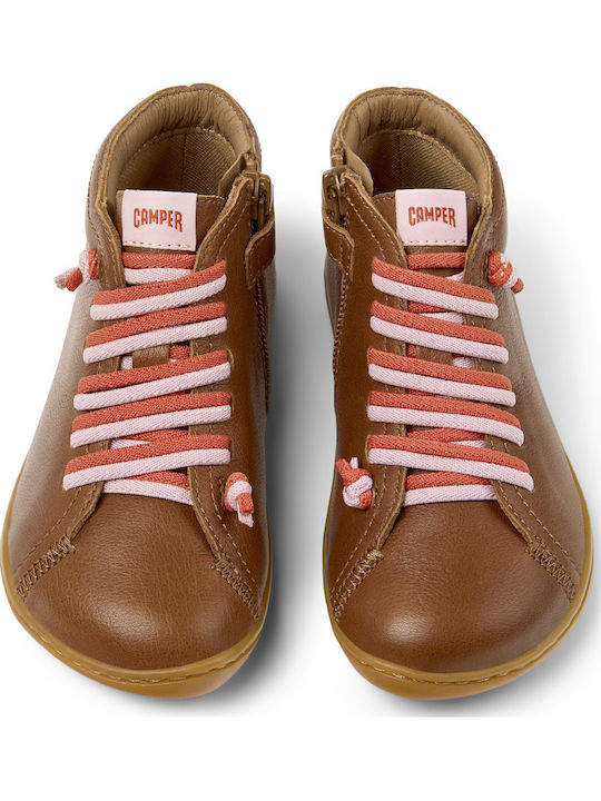 Peu Cami Leather Kids Boots with Laces Brown