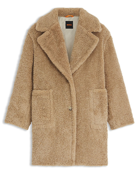 Women's Beige Coat Teddy