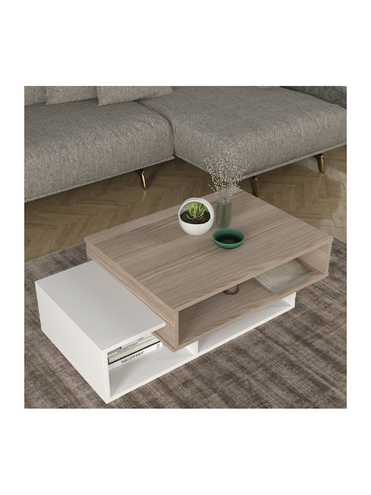 Masa Centrală Rectangulară Tab Din Lemn Alb / Cordoba L105xL60xÎ32cm