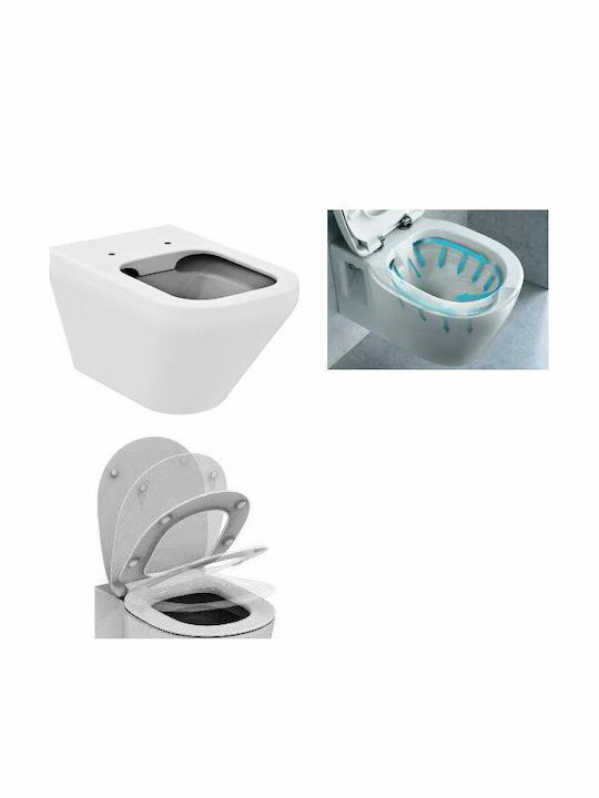 Ideal Standard Tesi 01 Wandhängende Toilette Randlos mit Deckel Sanftes Schließen Weiße
