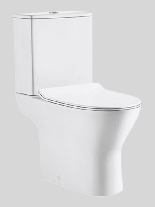 Ceramita Smile Ultra Stehende Toilette Unterer Siphon Randlos mit Spülung mit Schlank Deckel Weiße