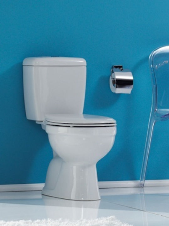 Cerastyle Ova Stehende Toilette mit Spülung mit Deckel Sanftes Schließen Weiße