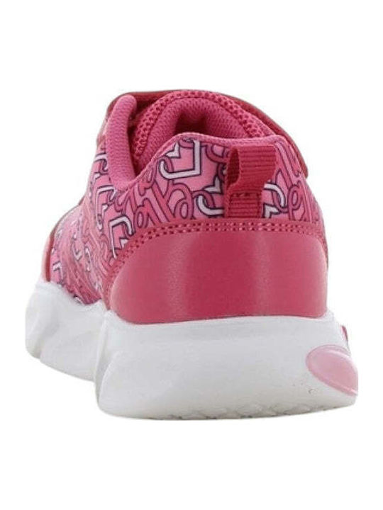 Barbie Παιδικά Sneakers Ανατομικά με Σκρατς & Φωτάκια Φούξια