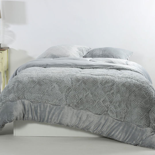 Silk Fashion Duvet Cover Queen 220x240cm Blue Silver