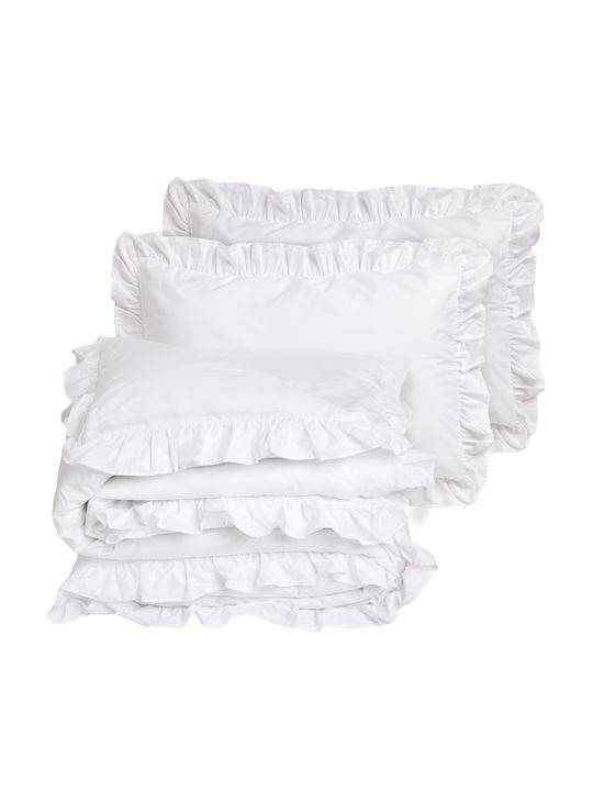 Das Home Bettbezug-Set Baumwolle Übergröße mit 2 Kissenbezügen 220x240 Daily White