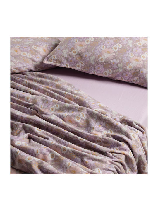 Das Home Bettbezug-Set Baumwolle Einzelbett mit Kissenbezug 160x240 Grey, Lilac