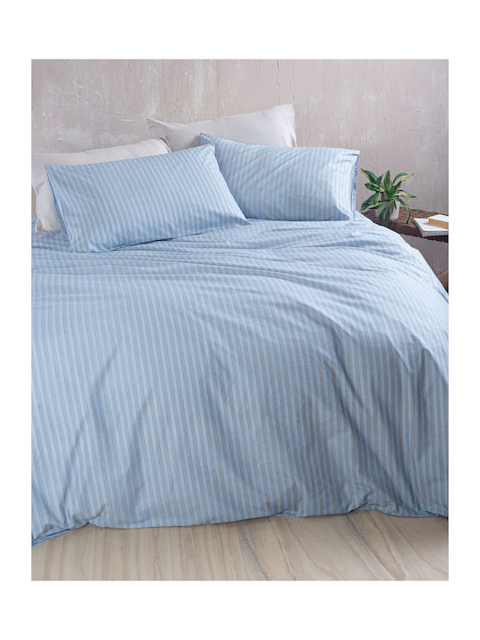 Rythmos Duvet Cover Set Cotton Single with Pillowcase 160x250 Polene Blue