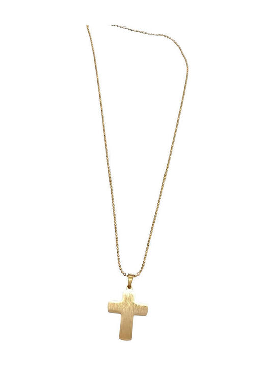 Kalliopi Silver Crucifix Bărbat Din Oțel Plăcat Cu Aur Cu Lanț