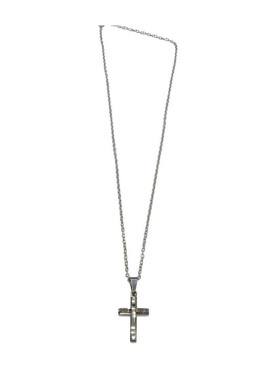 Kalliopi Silver Crucifix Bărbat Din Oțel Cu Lanț