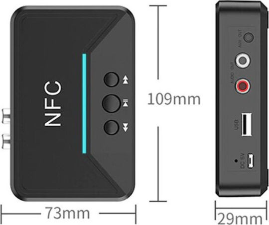 Andowl NFC V5.0 Bluetooth 5.0 Receiver Output Ports 3.5mm Jack USB RCA NFC