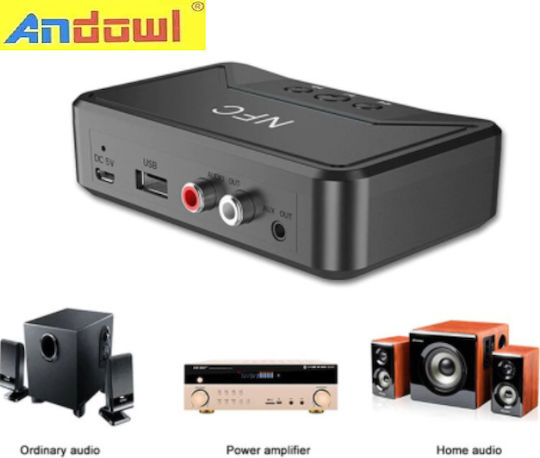 Andowl NFC V5.0 Bluetooth 5.0 Receiver Output Ports 3.5mm Jack USB RCA NFC