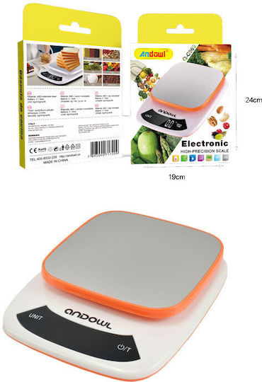 Andowl Qc960 Ψηφιακή Ζυγαριά Κουζίνας έως 3kg Πορτοκαλί