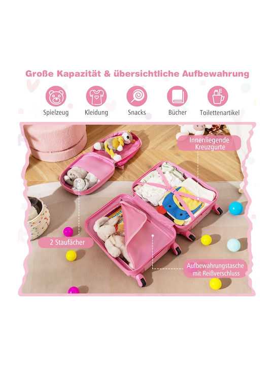 Costway Reisekoffer Hart Rosa mit 4 Räder
