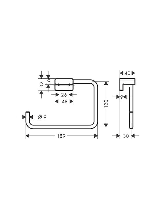 Hansgrohe Κρίκος Μπάνιου Μονός με Βίδες ​2.6x2.6cm Χρυσός