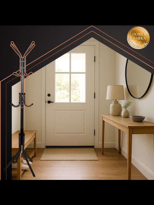 Ruhhy Metallic Coat Rack Black 42x42x175cm