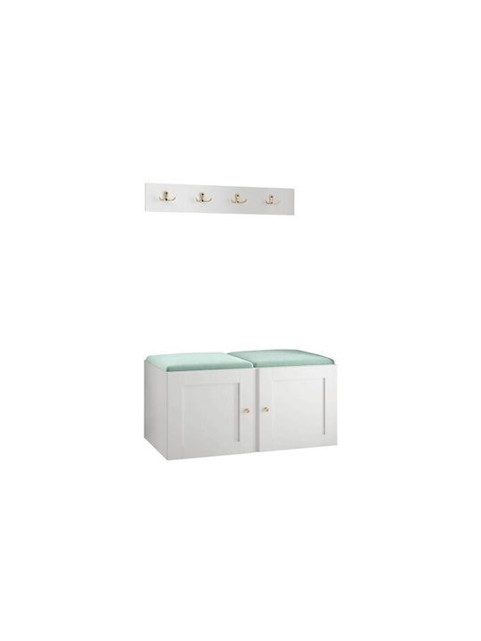Hartford 376 Eingangsmöbel mit Spiegel & Garderobe Turquoise, White 84x44x42cm