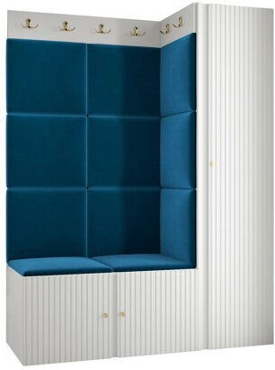 Hartford 385 Mobilier de Intrare cu Oglindă & Cuier White, Blue 124x46x186cm