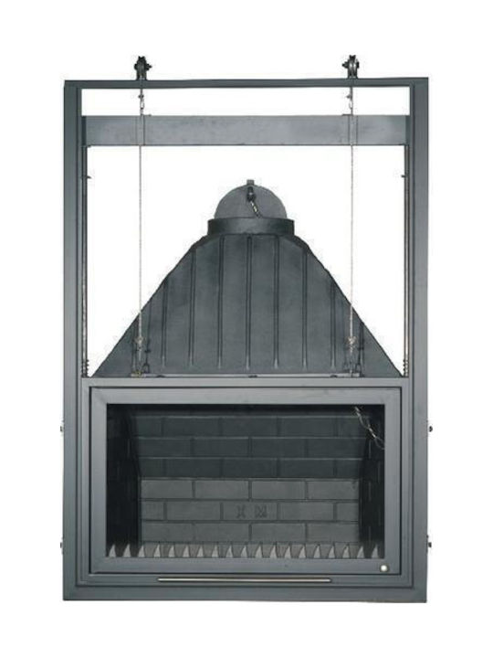 CHytiria Misailidi T-90 Flat Focar Interior cu ușă din fontă Gri 95x57x140cm