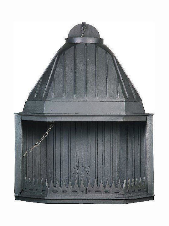 CHytiria Misailidi T-80 Prisma Kamin Innenbereich Offen Gusseisen Gray 89x48x105cm