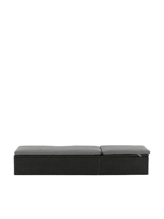 Deckchair Plastic with Cushion Black 61x92cm.