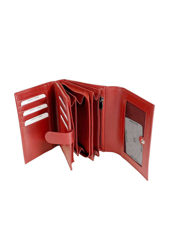 Small Leather Women's Wallet Classic with RFID Red