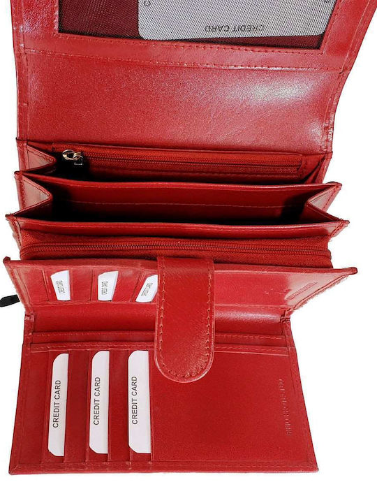 Small Leather Women's Wallet Classic with RFID Red