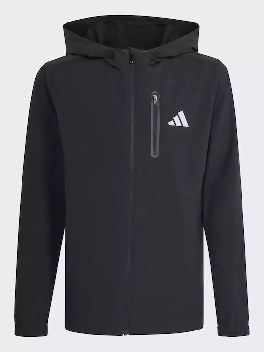 Sportlich Kinderstrickjacke mit Kapuze Schwarz