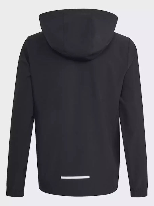 Sportlich Kinderstrickjacke mit Kapuze Schwarz