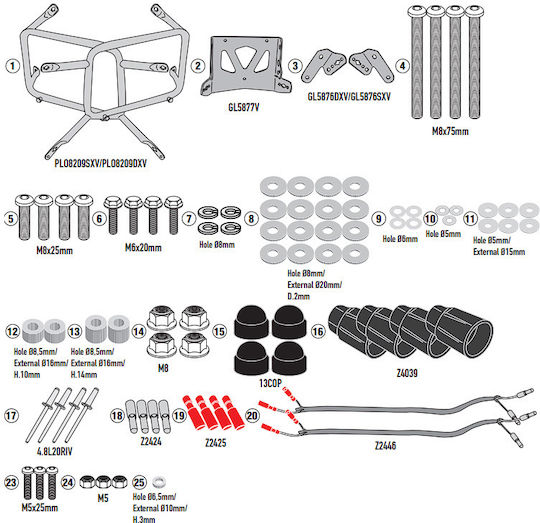 Kappa Side Mounts Motorcycle Luggage Racks Moto Guzzi V85 TT 24-25 Klo8209mk