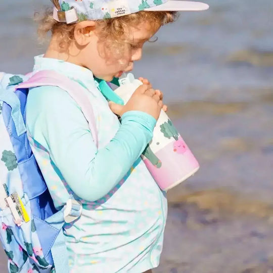 The Cotton Cloud Cotton Cloud Kids Water Bottle Thermos Silicone with Straw Light Blue 420ml