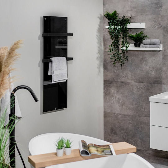 Eurom Radiator Electric Pentru Prosoape Cu Fațadă De Sticlă 1000W 127x55cm Neagră