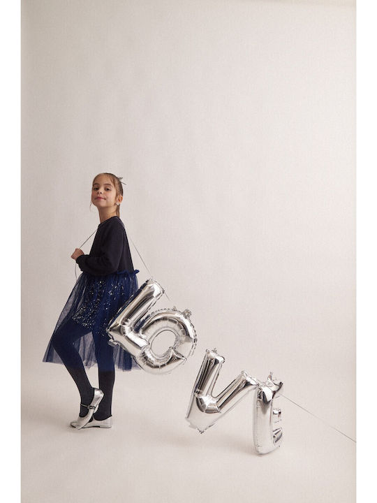 Girls Dress Long Sleeve Tulle Set with Top Navy Blue